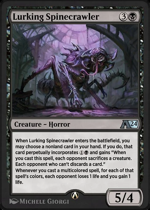 Lurking Spinecrawler, carta Magic di tipo Creature — Horror illustrata da Michele Giorgi