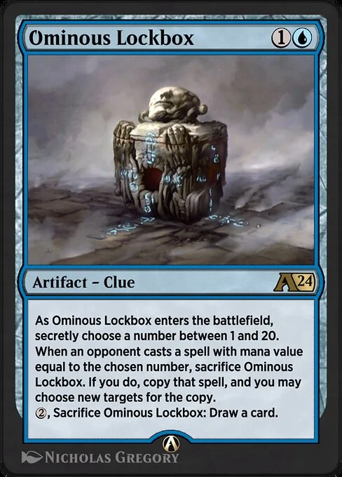 Ominous Lockbox, carta Magic di tipo Artifact — Clue illustrata da Nicholas Gregory