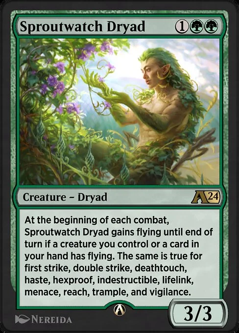 Sproutwatch Dryad, carta Magic di tipo Creature — Dryad illustrata da Nereida