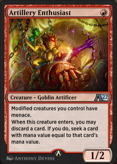 Artillery Enthusiast, carta Magic di tipo Creature — Goblin Artificer illustrata da Anthony Devine