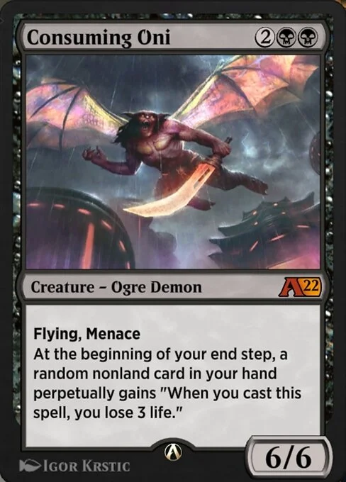 Consuming Oni, carta Magic di tipo Creature — Ogre Demon illustrata da Igor Krstic