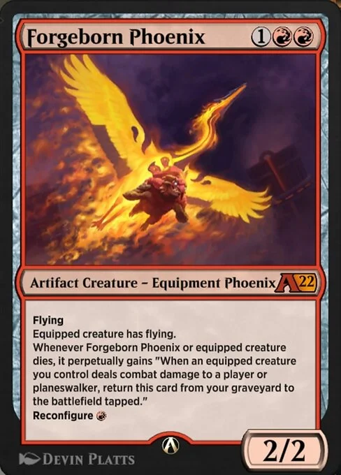 Forgeborn Phoenix, carta Magic di tipo Artifact Creature — Equipment Phoenix illustrata da Devin Platts