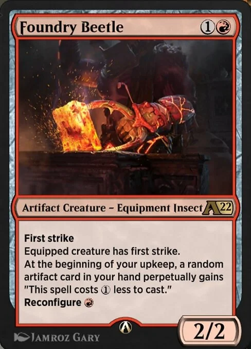 Foundry Beetle, carta Magic di tipo Artifact Creature — Equipment Insect illustrata da Jamroz Gary