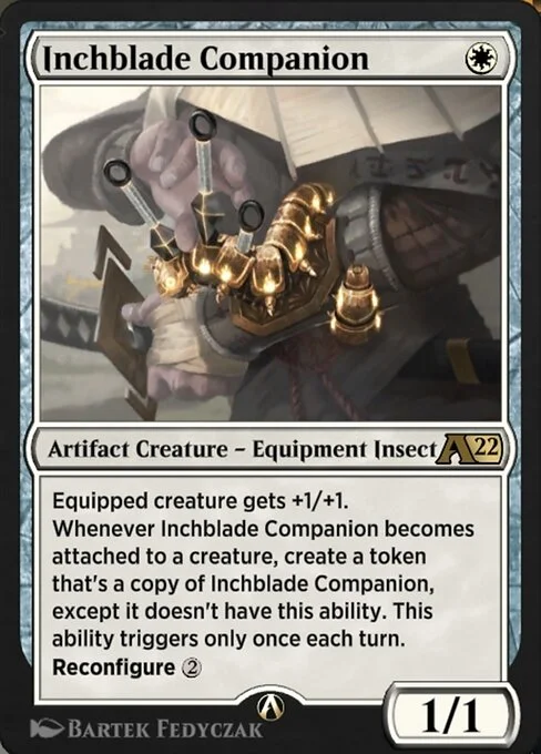 Inchblade Companion, carta Magic di tipo Artifact Creature — Equipment Insect illustrata da Bartek Fedyczak