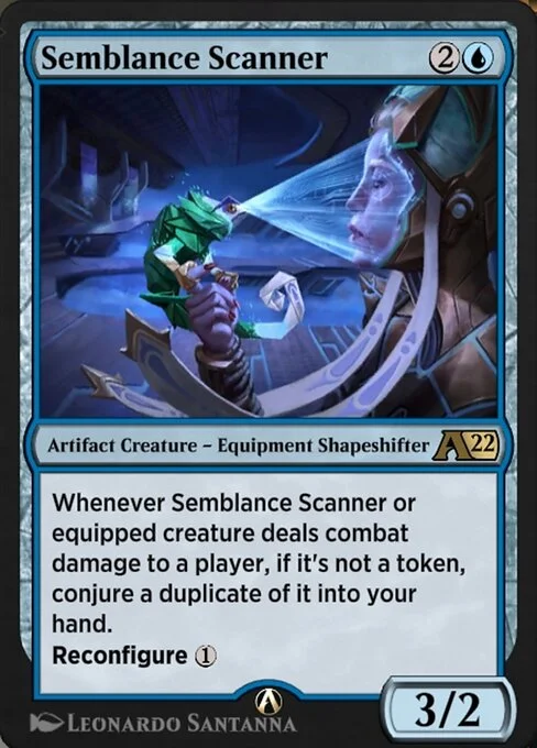 Semblance Scanner, carta Magic di tipo Artifact Creature — Equipment Shapeshifter illustrata da Leonardo Santanna