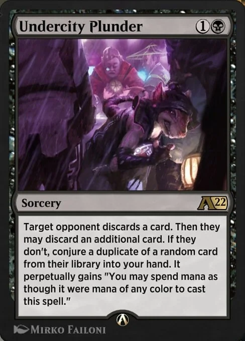 Undercity Plunder, carta Magic di tipo Sorcery illustrata da Mirko Failoni