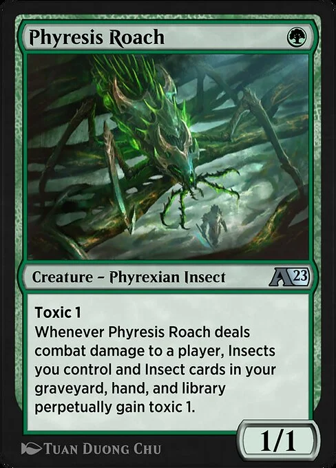 Phyresis Roach, carta Magic di tipo Creature — Phyrexian Insect illustrata da Tuan Duong Chu