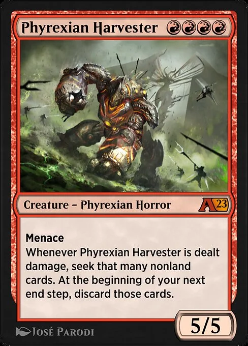 Phyrexian Harvester, carta Magic di tipo Creature — Phyrexian Horror illustrata da José Parodi