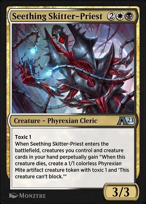 Seething Skitter-Priest, carta Magic di tipo Creature — Phyrexian Cleric illustrata da Monztre