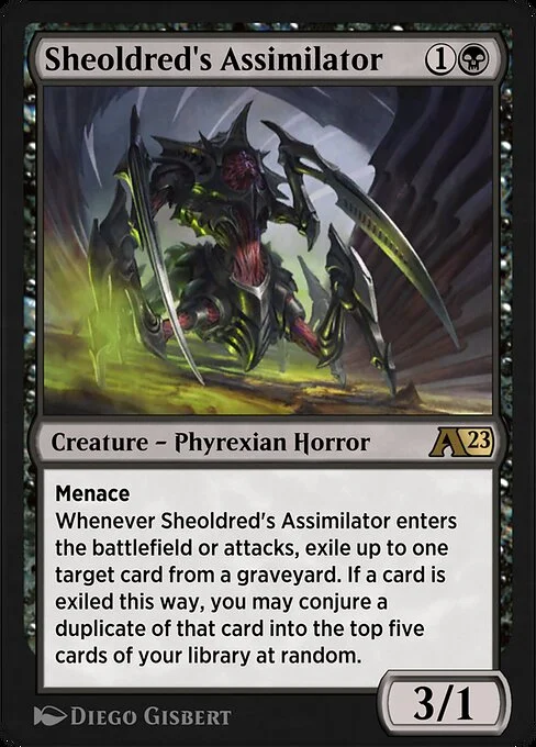 Sheoldred's Assimilator, carta Magic di tipo Creature — Phyrexian Horror illustrata da Diego Gisbert