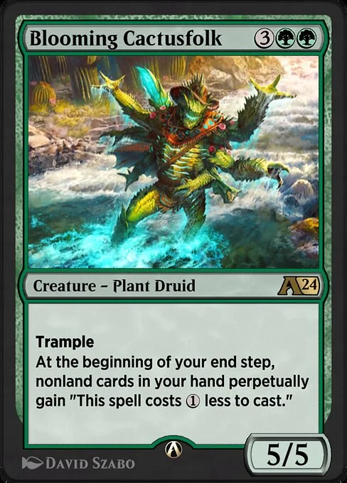Blooming Cactusfolk, carta Magic di tipo Creature — Plant Druid illustrata da David Szabo