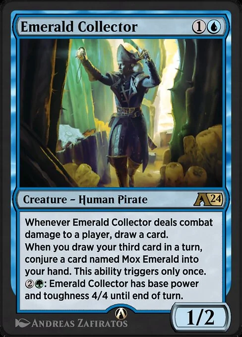 Emerald Collector, carta Magic di tipo Creature — Human Pirate illustrata da Andreas Zafiratos