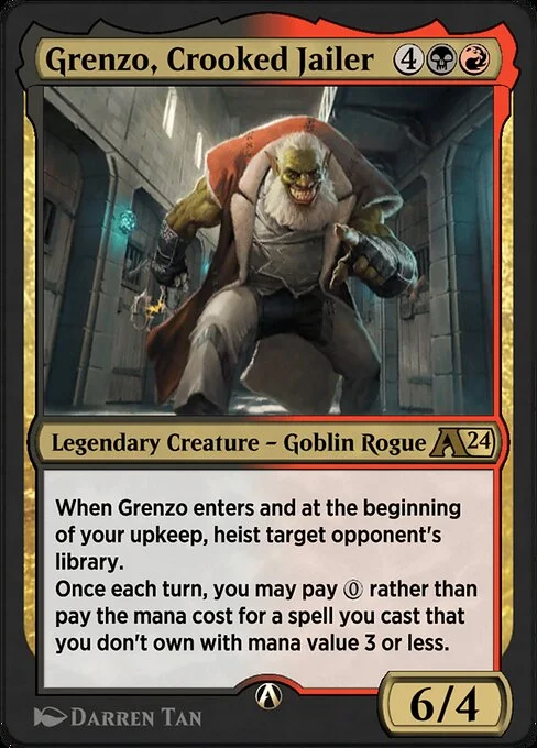 Grenzo, Crooked Jailer, carta Magic di tipo Legendary Creature — Goblin Rogue illustrata da Darren Tan