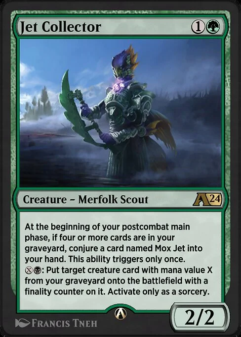 Jet Collector, carta Magic di tipo Creature — Merfolk Scout illustrata da Francis Tneh