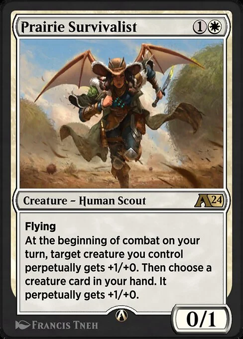 Prairie Survivalist, carta Magic di tipo Creature — Human Scout illustrata da Francis Tneh
