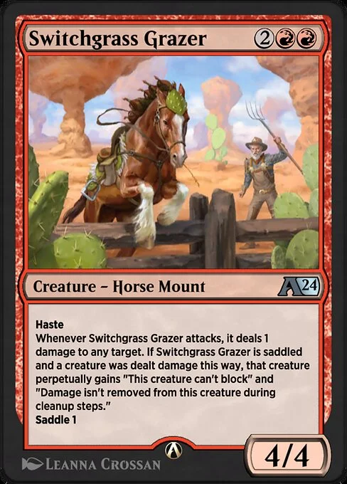 Switchgrass Grazer, carta Magic di tipo Creature — Horse Mount illustrata da Leanna Crossan