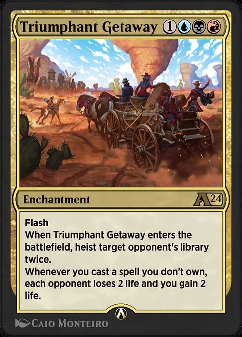 Triumphant Getaway, carta Magic di tipo Enchantment illustrata da Caio Monteiro