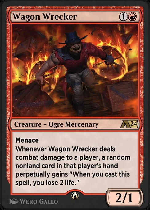 Wagon Wrecker, carta Magic di tipo Creature — Ogre Mercenary illustrata da Wero Gallo