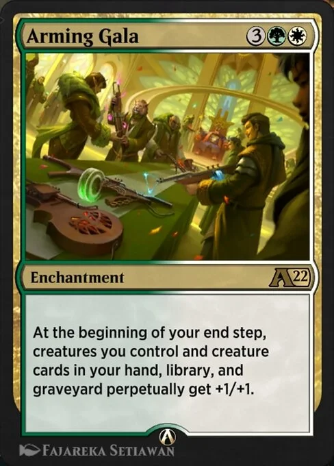 Arming Gala, carta Magic di tipo Enchantment illustrata da Fajareka Setiawan