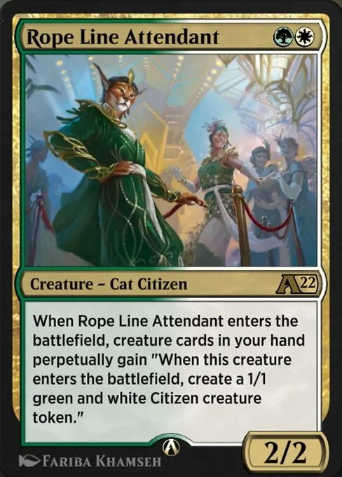 Rope Line Attendant, carta Magic di tipo Creature — Cat Citizen illustrata da Fariba Khamseh