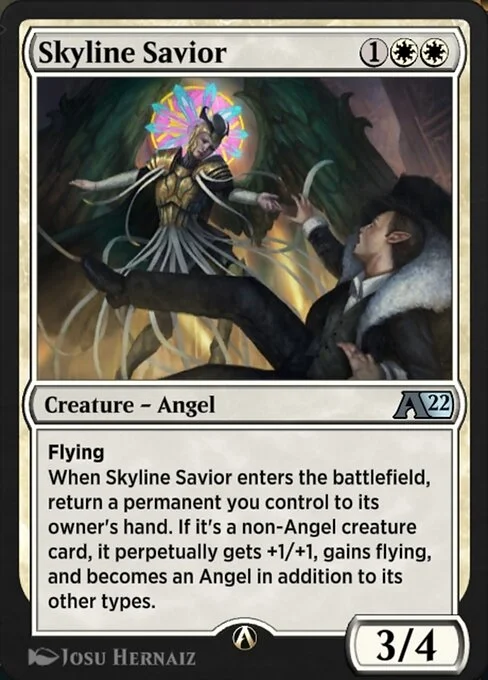 Skyline Savior, carta Magic di tipo Creature — Angel illustrata da Josu Hernaiz