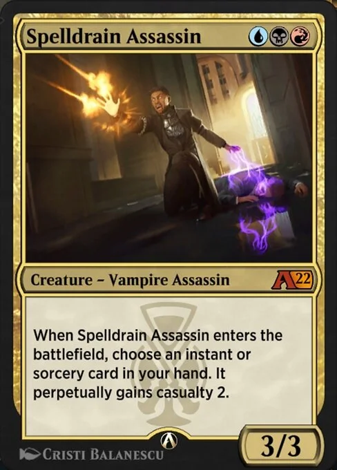 Spelldrain Assassin, carta Magic di tipo Creature — Vampire Assassin illustrata da Cristi Balanescu