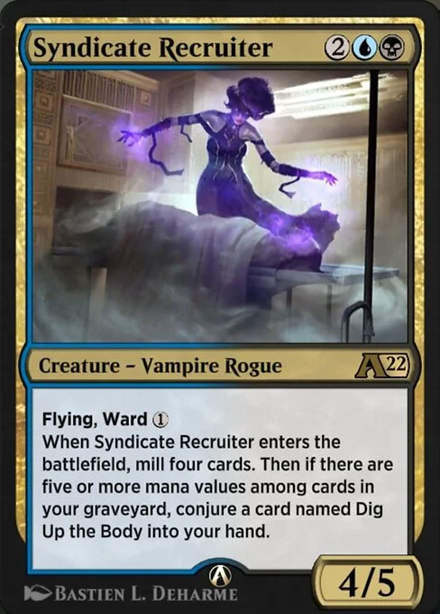 Syndicate Recruiter, carta Magic di tipo Creature — Vampire Rogue illustrata da Bastien L. Deharme