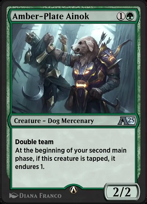 Amber-Plate Ainok, carta Magic di tipo Creature — Dog Mercenary illustrata da Diana Franco