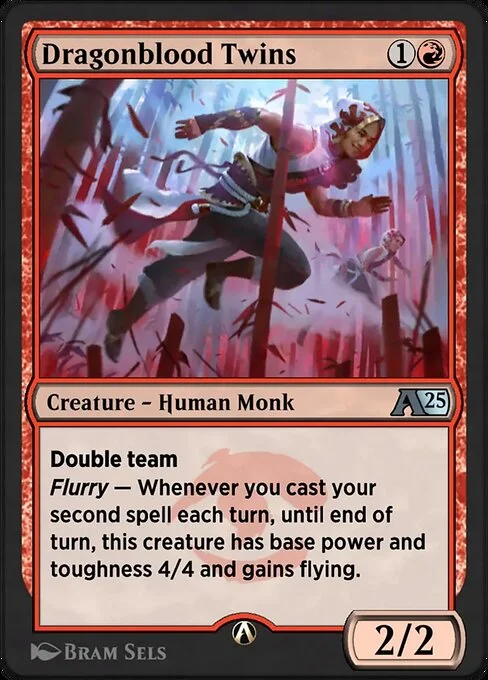 Dragonblood Twins, carta Magic di tipo Creature — Human Monk illustrata da Bram Sels
