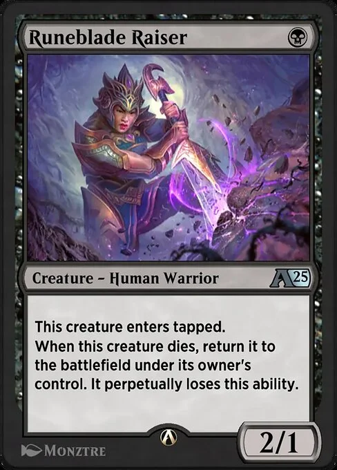Runeblade Raiser, carta Magic di tipo Creature — Human Warrior illustrata da Monztre