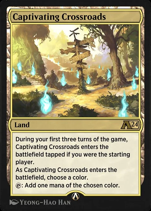 Captivating Crossroads, carta Magic di tipo Land illustrata da Yeong-Hao Han