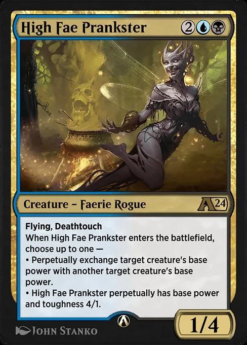 High Fae Prankster, carta Magic di tipo Creature — Faerie Rogue illustrata da John Stanko