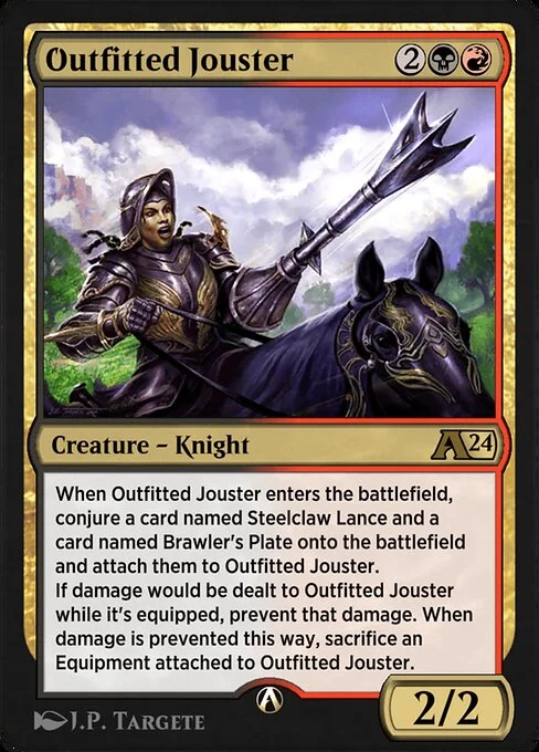 Outfitted Jouster, carta Magic di tipo Creature — Human Knight illustrata da J.P. Targete