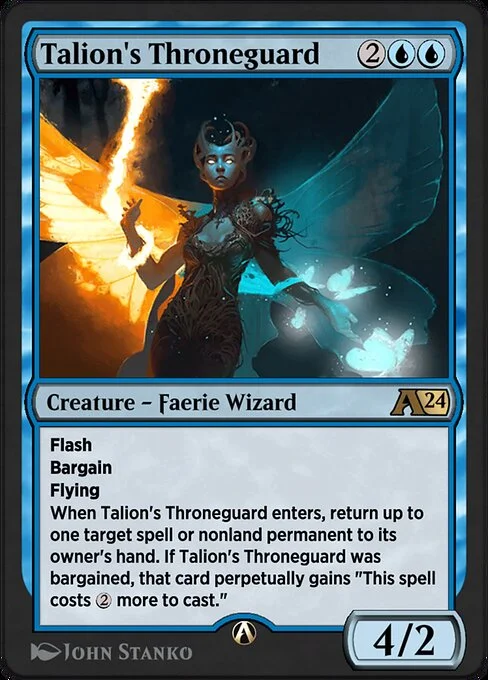 Talion's Throneguard, carta Magic di tipo Creature — Faerie Wizard illustrata da John Stanko
