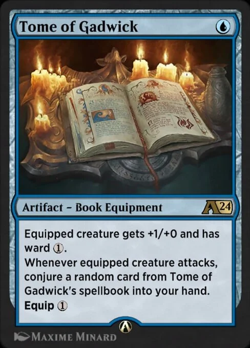 Tome of Gadwick, carta Magic di tipo Artifact — Book Equipment illustrata da Maxime Minard