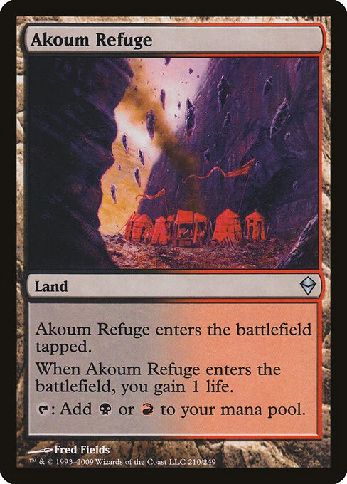 Akoum Refuge, carta Magic di tipo Land illustrata da Fred Fields