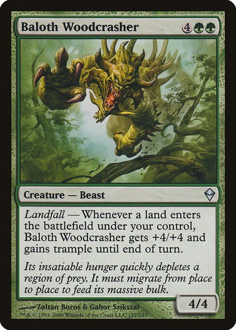 Baloth Woodcrasher, carta Magic di tipo Creature — Beast illustrata da Zoltan Boros & Gabor Szikszai