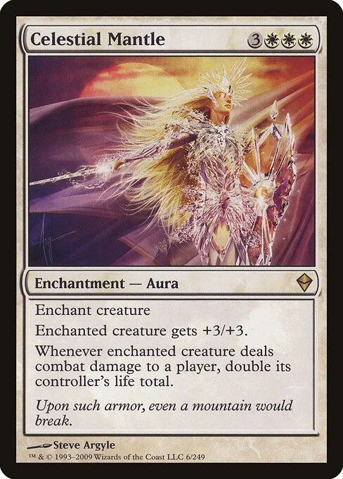 Celestial Mantle, carta Magic di tipo Enchantment — Aura illustrata da Steve Argyle
