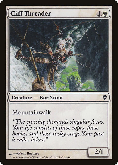 Cliff Threader, carta Magic di tipo Creature — Kor Scout illustrata da Paul Bonner