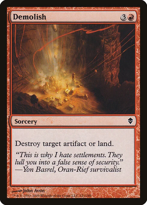 Demolish, carta Magic di tipo Sorcery illustrata da John Avon