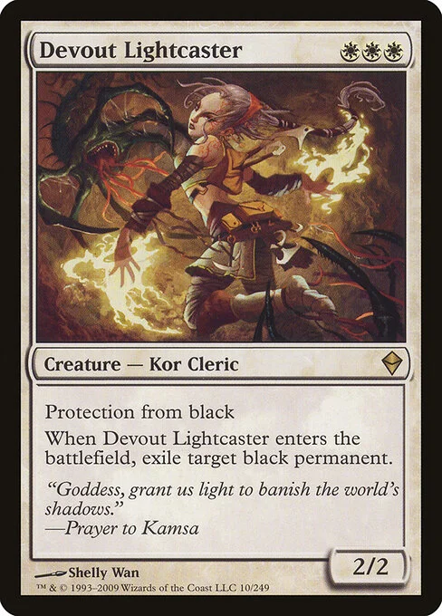 Devout Lightcaster, carta Magic di tipo Creature — Kor Cleric illustrata da Shelly Wan