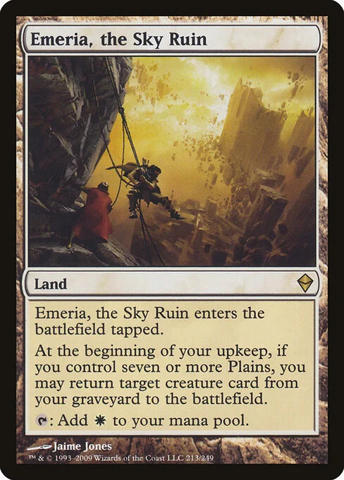 Emeria, the Sky Ruin, carta Magic di tipo Land illustrata da Jaime Jones