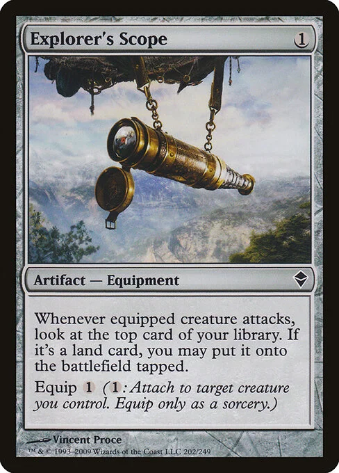 Explorer's Scope, carta Magic di tipo Artifact — Equipment illustrata da Vincent Proce