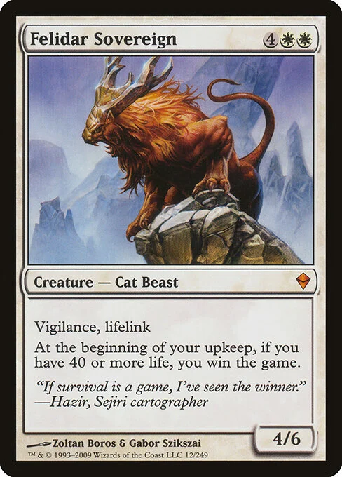 Felidar Sovereign, carta Magic di tipo Creature — Cat Beast illustrata da Zoltan Boros & Gabor Szikszai