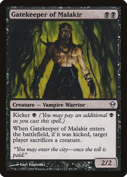 Gatekeeper of Malakir, carta Magic di tipo Creature — Vampire Warrior illustrata da Karl Kopinski