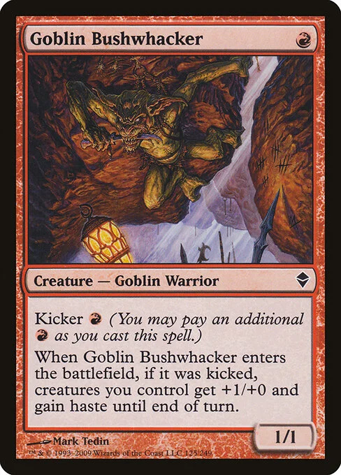 Goblin Bushwhacker, carta Magic di tipo Creature — Goblin Warrior illustrata da Mark Tedin