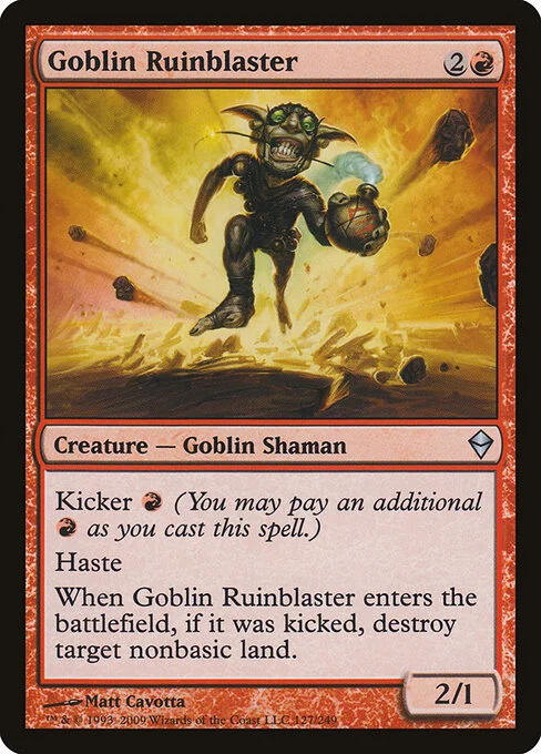 Goblin Ruinblaster, carta Magic di tipo Creature — Goblin Shaman illustrata da Matt Cavotta
