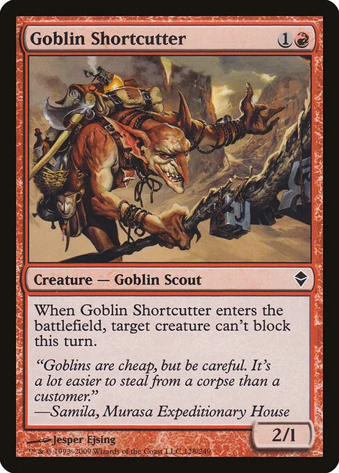 Goblin Shortcutter, carta Magic di tipo Creature — Goblin Scout illustrata da Jesper Ejsing