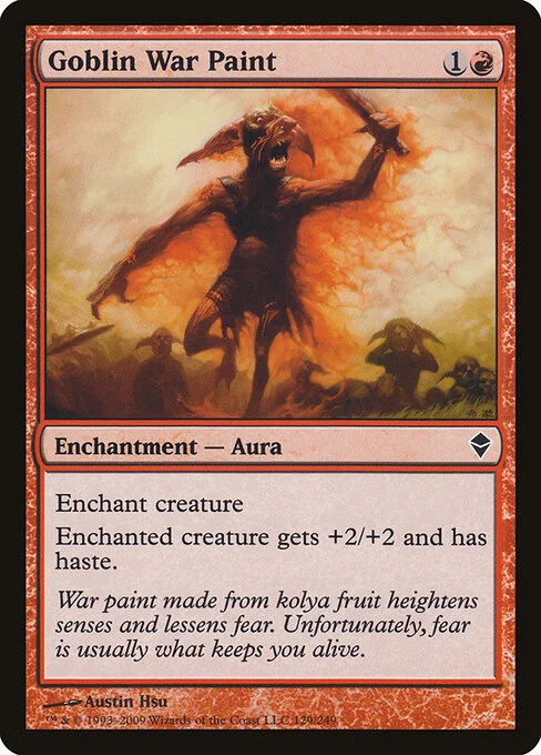 Goblin War Paint, carta Magic di tipo Enchantment — Aura illustrata da Austin Hsu