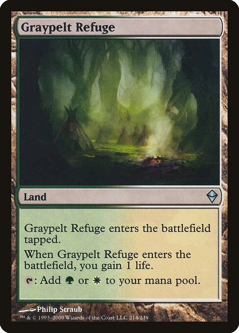 Graypelt Refuge, carta Magic di tipo Land illustrata da Philip Straub